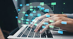 Data science workflow on laptop for machine learning and artificial intelligence development process