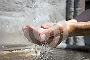 Hands that collect fresh water