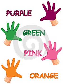 Hands colours with letters photo