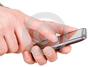 Hands with communicator photo