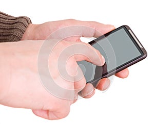 Hands with communicator photo