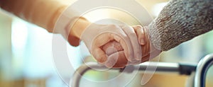 The Hands of Compassionate Support in Elderly Care AI generated image