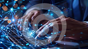 Hands on Computer Keyboard. Ai generated