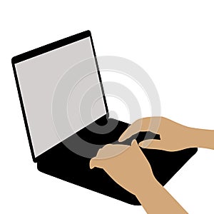 Hands on computer keyboard vector illustration flat style profile