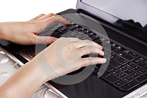 Hands on computer keyboard