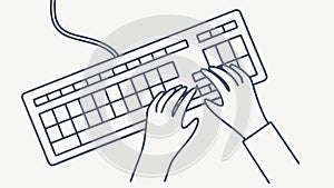 Hands on Computer Keyboard: Work & Digital Productivity, vector design Generative AI