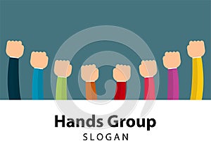 Hands Connecting Concept,Group of Holding handle in a circle the summit workers are meeting in the same power room