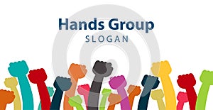 Hands Connecting Concept,Group of Holding handle in a circle the summit workers are meeting in the same power room