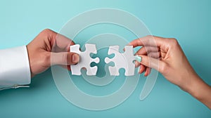 Hands Connecting Puzzle Pieces.AI generated image