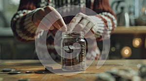 The Hands Counting Coins.AI generated image