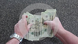 Hands Counting Money Twenty Dollar Bills