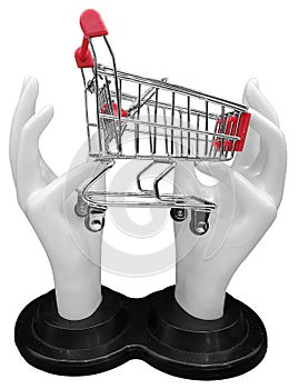 Hands Cradling Shopping Cart