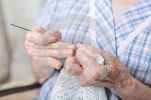 Hands crocheting