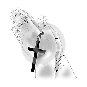 Hands with cross praying