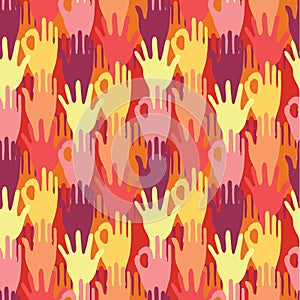 Hands in the crowd seamless pattern background