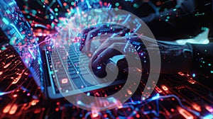 Hands on Cyber Laptop.AI generated image