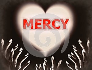 Hands in the dark begging God Jesus for mercy divine love religion religious theme photo