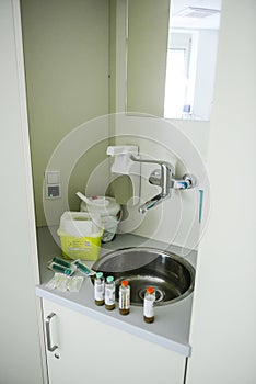 Hands desinfection dispenser in medical center