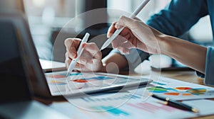 The hands with digital tools.AI generated image