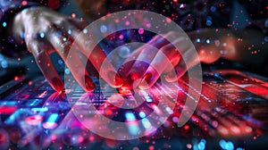 Hands on Digital Touchscreen.AI generated image