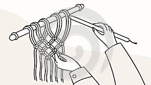 Hands Doing Macrame, Creative Craft Vector Illustration, vector design Generative AI