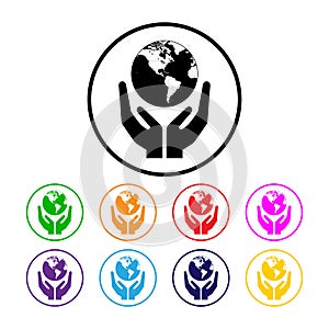 Hands and earth icon
