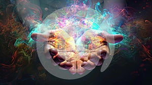 Hands Embracing Light of Spiritual Connection photo
