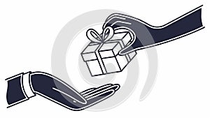 Hands Exchanging Gift Box, Thoughtful Present Sharing, vector design Generative AI