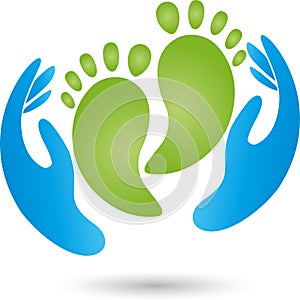 Hands, feet, physiotherapy, podology, logo photo