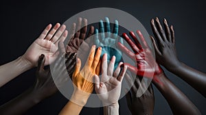 Hands and fingers of people forming the concept of multiculturalism. The concept of business in teamwork, community and diversity