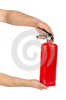 Hands with fire extinguisher