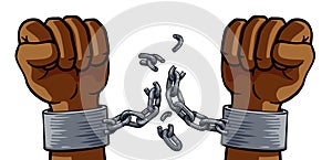 Hands Breaking Chain Shackles Cuffs Freedom Design