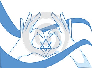 Hands and flag with Magen David