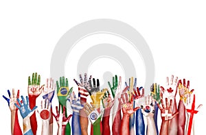 Hands Flag Symbol Diverse Diversity Ethnic Ethnicity Unity Concept