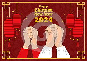 Hands Folded Gesture. Chinese New Year Celebration Customs