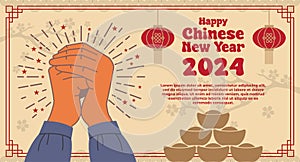 Hands Folded Gesture in Chinese New Year Celebration Customs