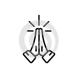 Hands folded in pray iline con. Request, entreaty, please. Vector on isolated white background. EPS 10