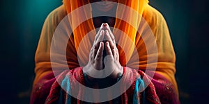 hands folded in prayer expressing hope, humility and gratitude. Generative AI