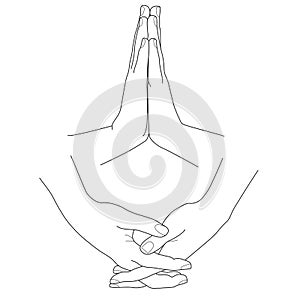 Hands folded in prayer, vector illustration