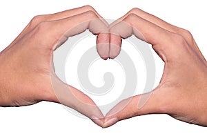 Hands forming a heart isolated on white background, love concept