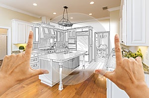 Hands Framing Custom Kitchen Design Drawing and Square Photo Com