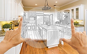 Hands Framing Custom Kitchen Design Drawing and Square Photo Com