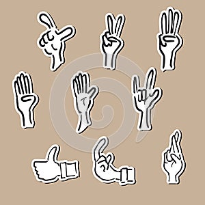 Hands and gesture drawing icons paper cut