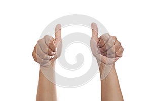 Hands gesture set isolated on white, thumbs up aproval OK signs