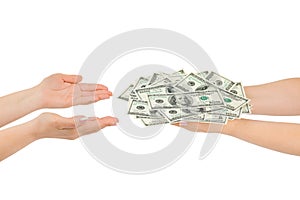 Hands giving money