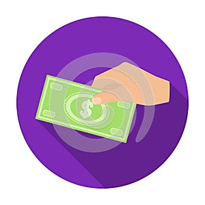 Hands giving money icon in flat style on white background. Charity and donation symbol stock vector