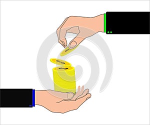 Hands giving money vector illustration