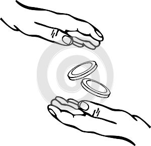 hands giving and receiving money vector