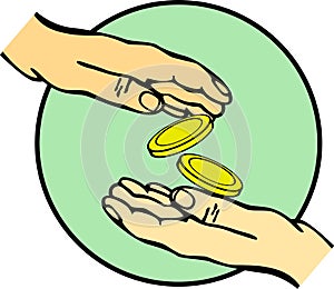 hands giving and receiving money vector