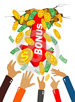 Hands grab money and coins